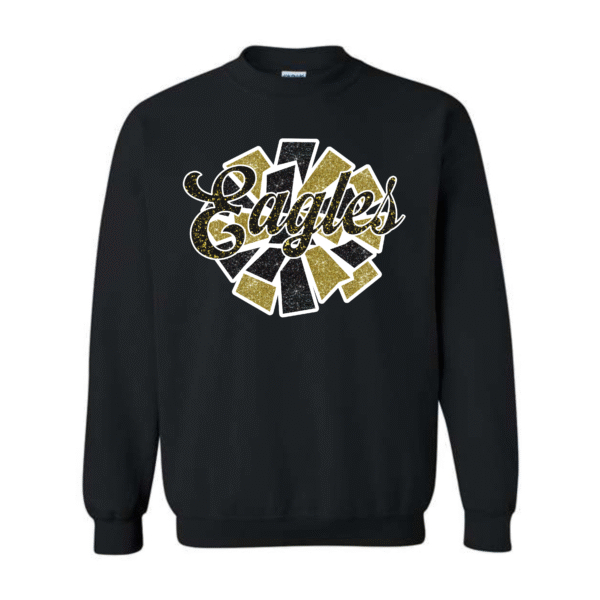 glitter eagles pompom on black