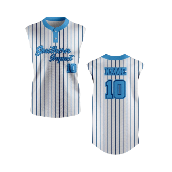 southern impact 2 button sleeveless jersey carolina blu