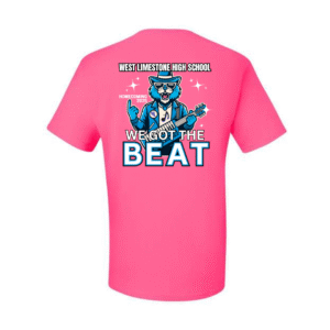 west limestone homecoming shirt on pink (front and back)