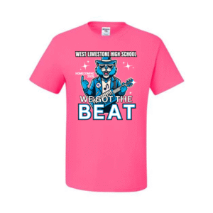 west limestone homecoming shirt on pink (front and back)