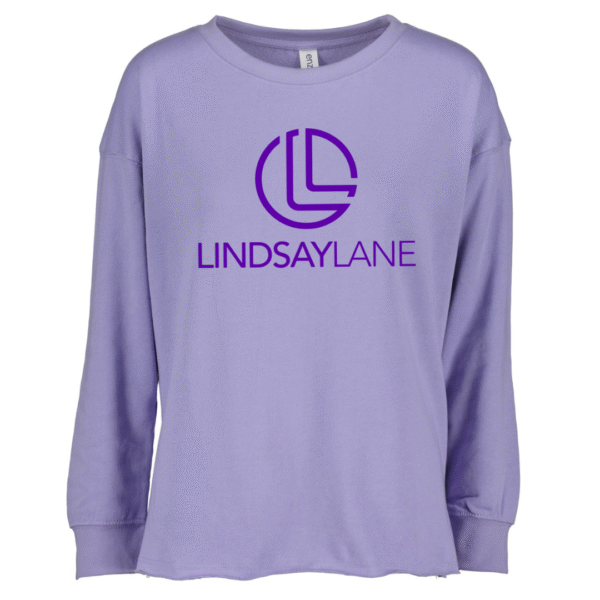 lindsay lane raw hem enza drop shoulder fleece crew neck