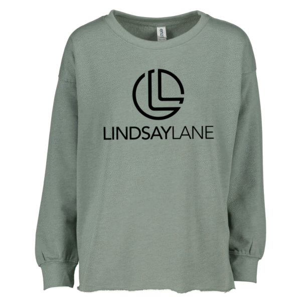 lindsay lane raw hem enza drop shoulder fleece crew neck