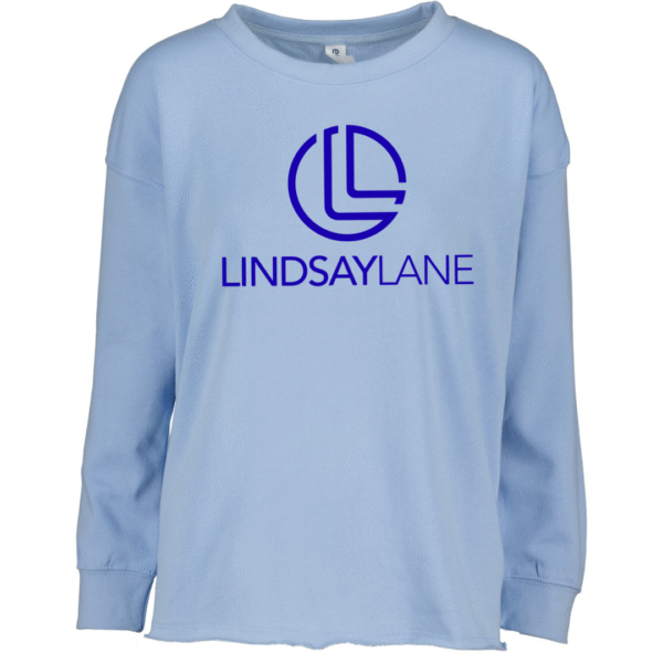 lindsay lane raw hem enza drop shoulder fleece crew neck