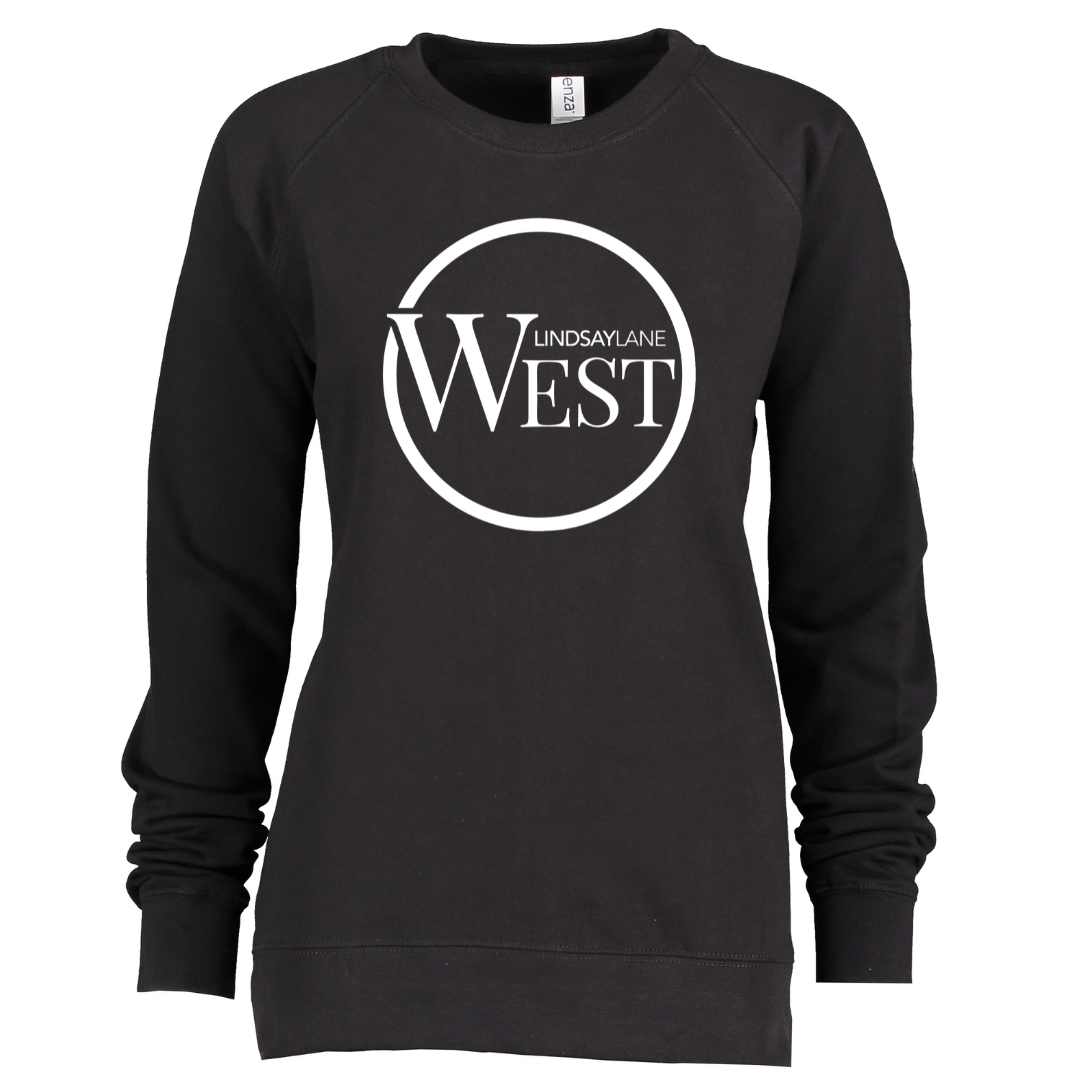 lindsay lane black enza midweight pullover crew
