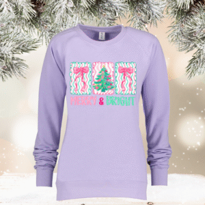 patchwork santa on greenstone enza midweight pullover crew