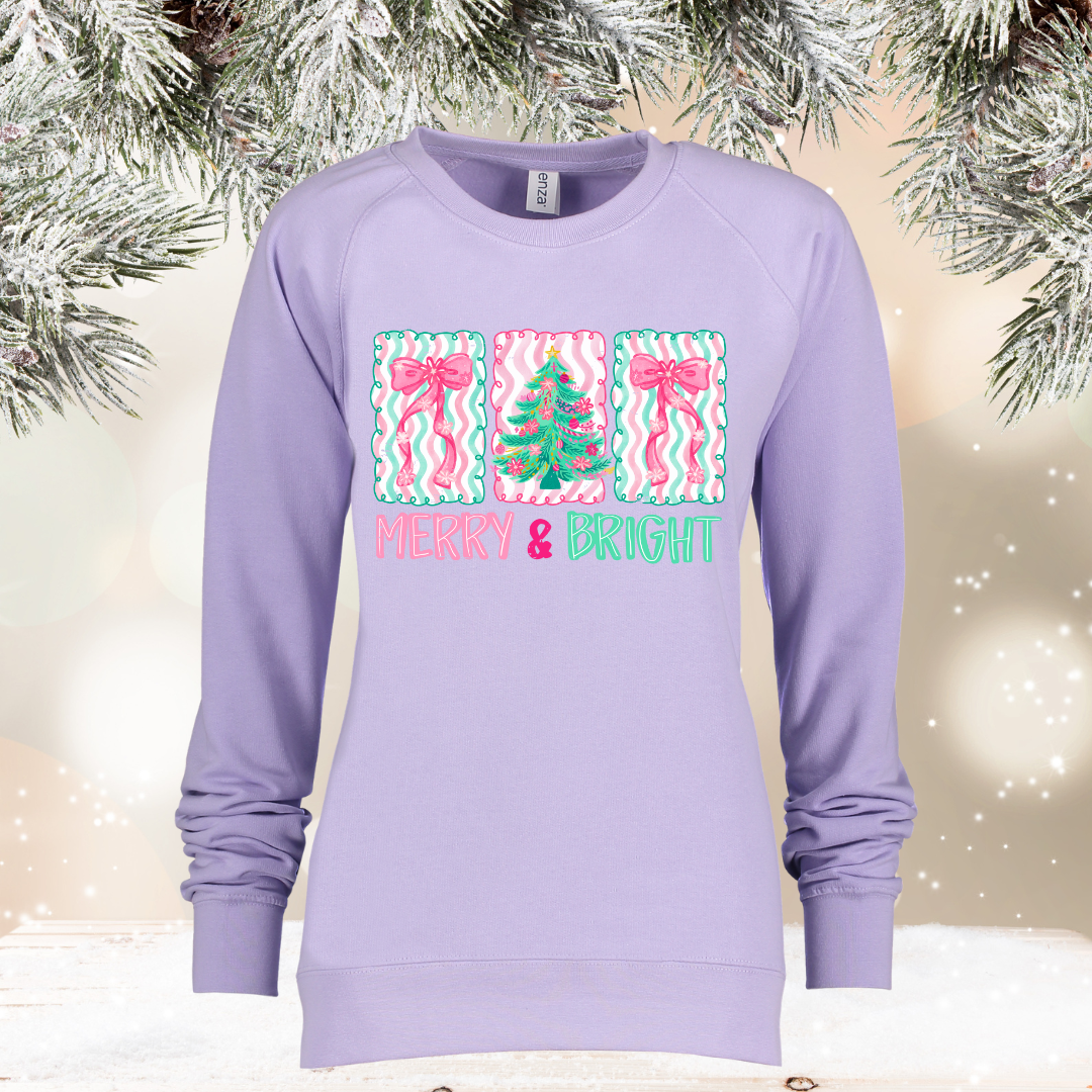 patchwork santa on greenstone enza midweight pullover crew