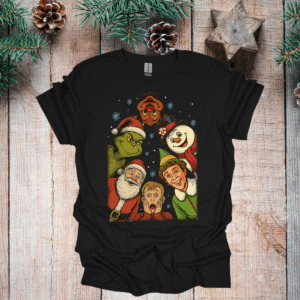 holiday characters on black gildan (multiple options)