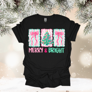 merry and bright on black gildan (multiple options)