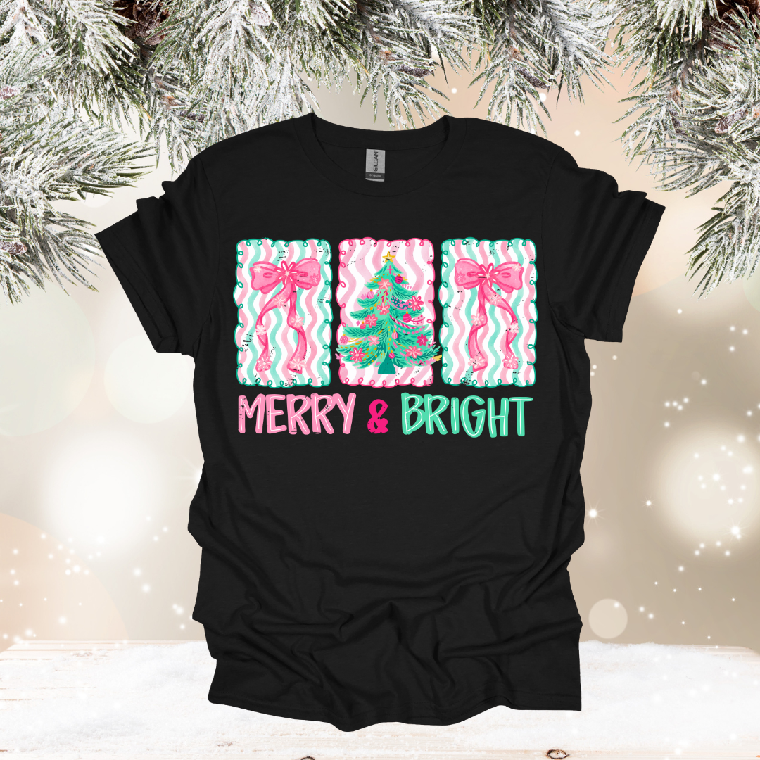 merry and bright on black gildan (multiple options)