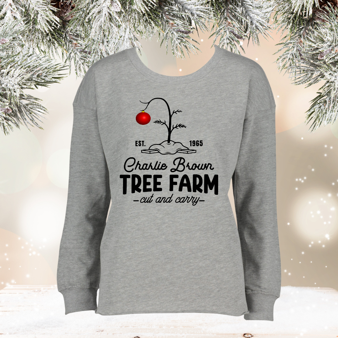 bright merry christmas on athletic heather raw hem enza sweatshirt (copy)