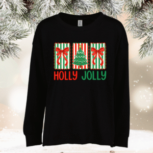 bright merry christmas on black raw hem enza sweatshirt (copy)