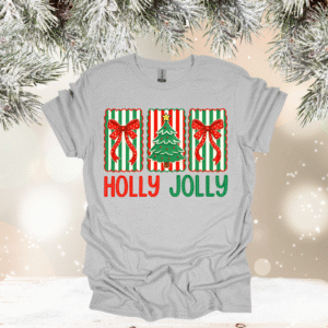 green and red holly jolly on gravel gildan 