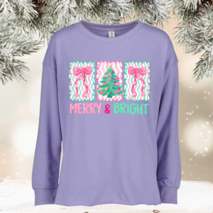 red and green holly jolly on black raw hem enza sweatshirt (copy)