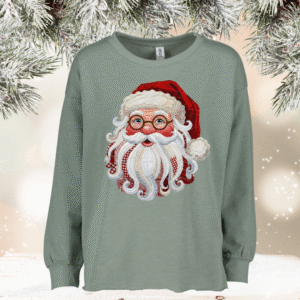 patchwork santa on graw hem enza sweatshirt (copy)