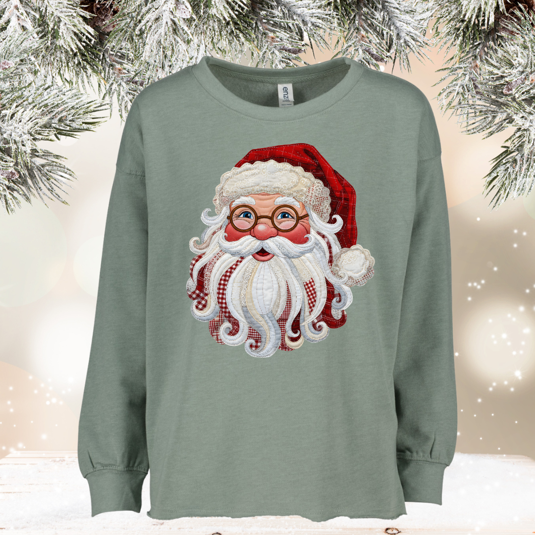 patchwork santa on graw hem enza sweatshirt (copy)