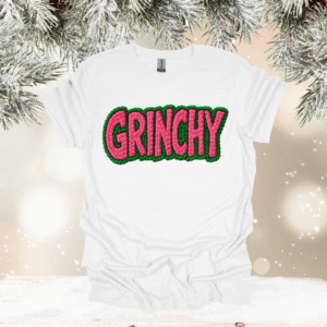 faux yarn grinchy on white gildan (multiple options)