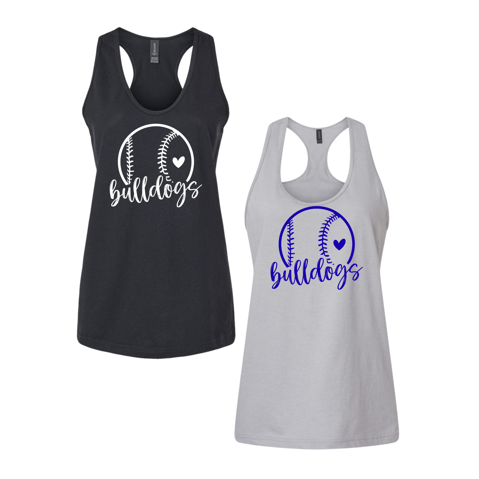 BULLDOGS HEART GILDAN SOFTSTYLE RACERBACK TANK