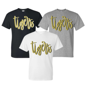 tigers script t shirt